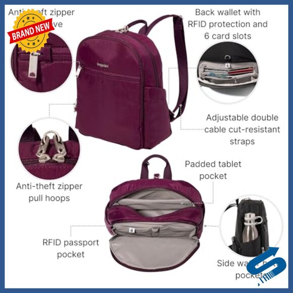 Anti-Theft Travel Backpack 9.4x13x5 Locking Zippers RFID Slash-Resistant main image 3
